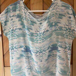 Faherty Silk Blouse | Aztec Print | Women's Small